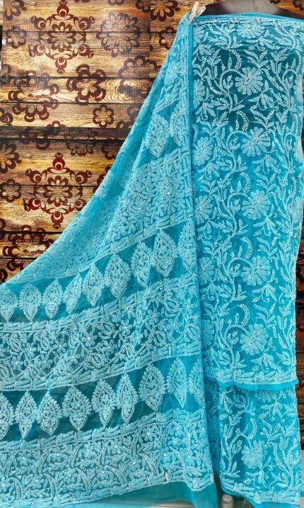 Chiffon georgette saree with beautiful motifs in new shades