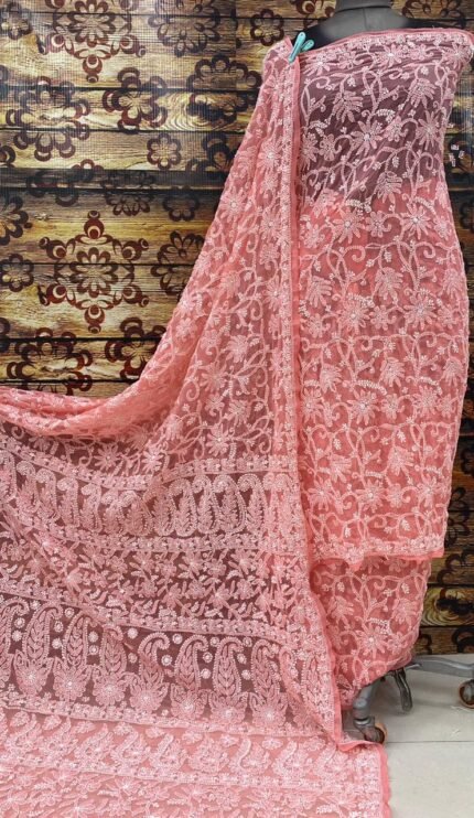 Chiffon georgette saree with beautiful motifs in new shades