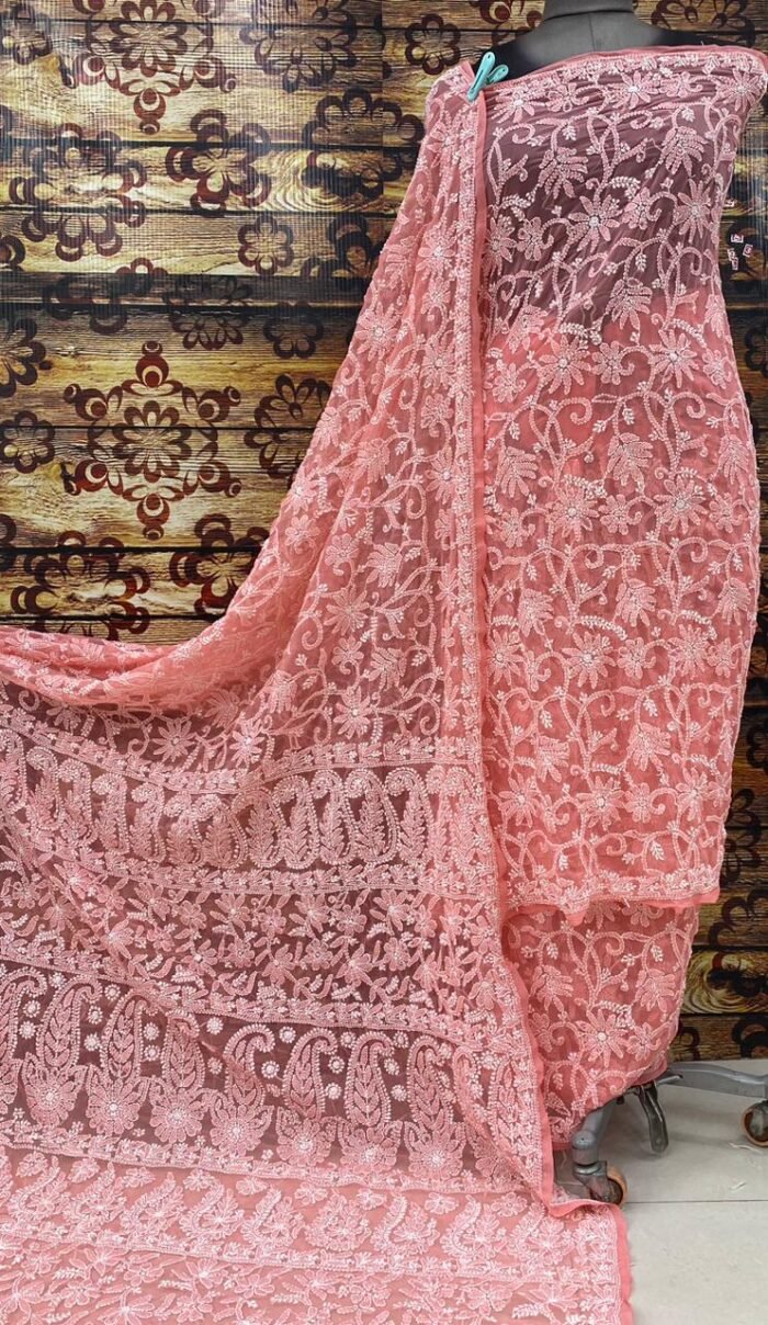 Chiffon georgette saree with beautiful motifs in new shades