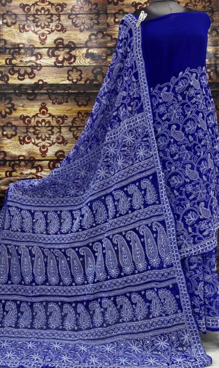 Chiffon georgette saree with beautiful motifs in new shades