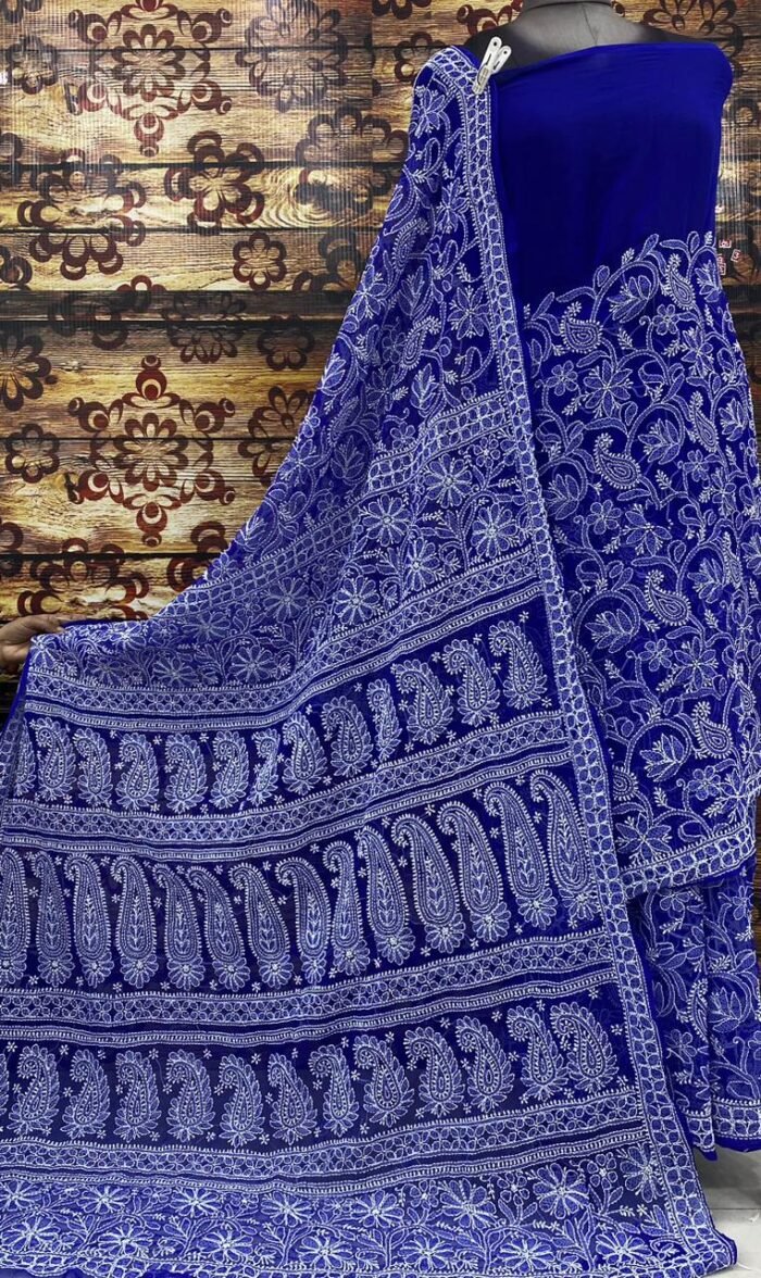 Chiffon georgette saree with beautiful motifs in new shades