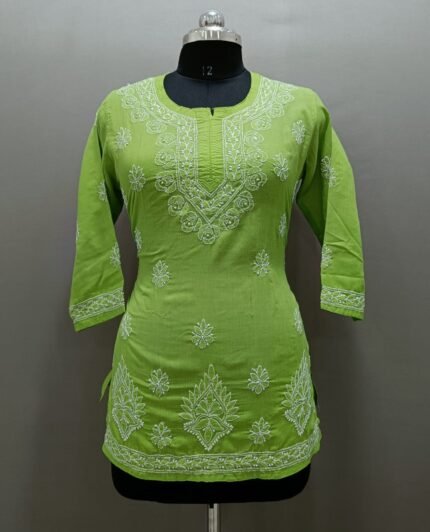 Chikankari Cotton Short kurti