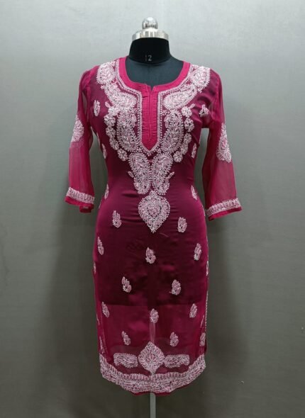 Chikankari Georgette Kurti With Booti Daman