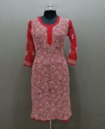 Chikankari Georgette Kurti With Front Jaal Work