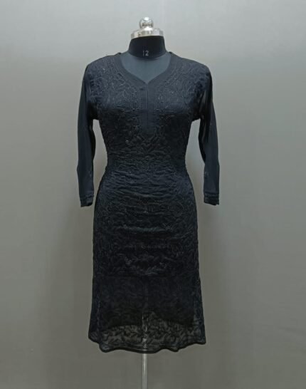 Chikankari Georgette Kurti With Resham Work