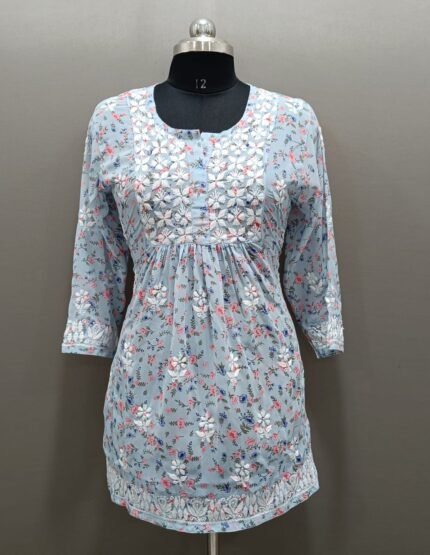 Chikankari Georgette Printed Short Top