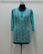 Chikankari Georgette Short Top Front Jaal