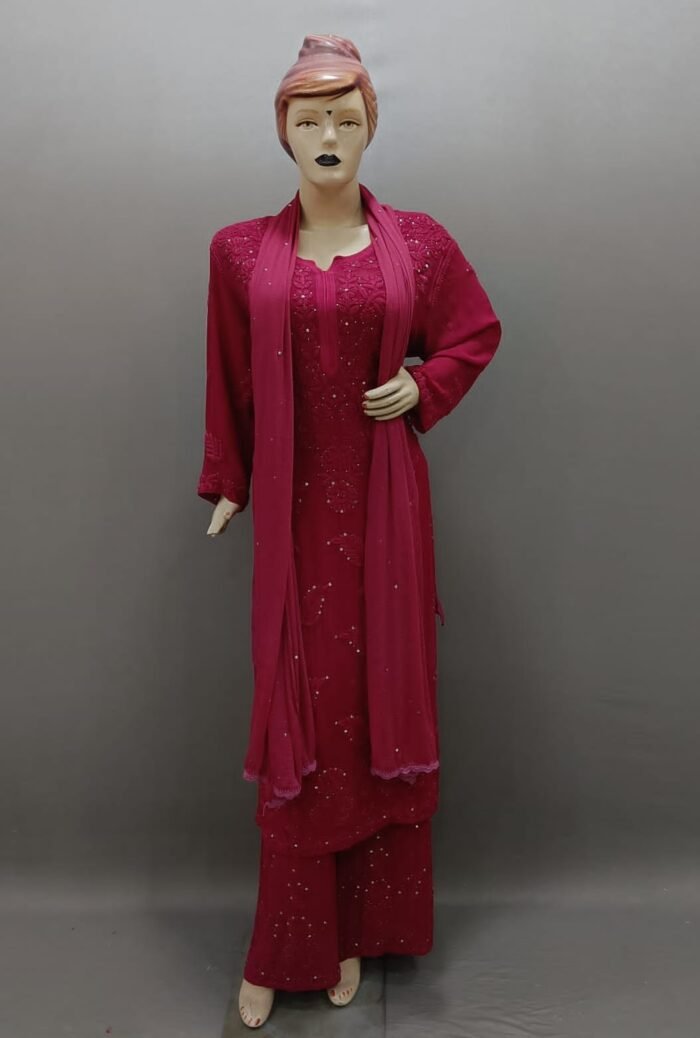 Chikankari Hand Work Viscous Kurta Set With Mukaish Work