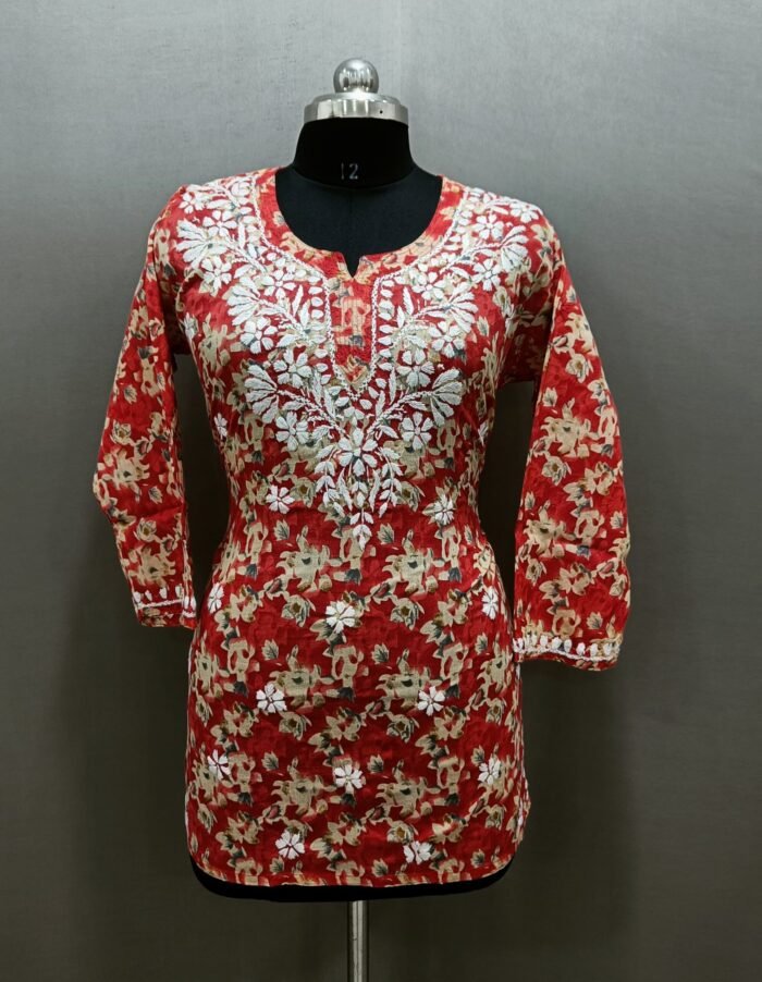 Chikankari Mul Cotton Short Top