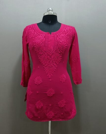 Chikankari Viscous Short kurti