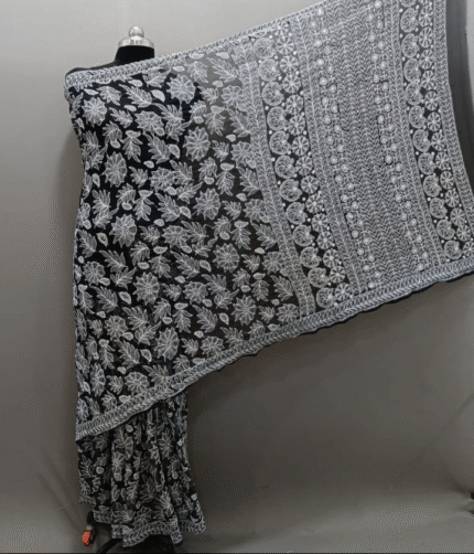 Georgette saree with full flower jaal