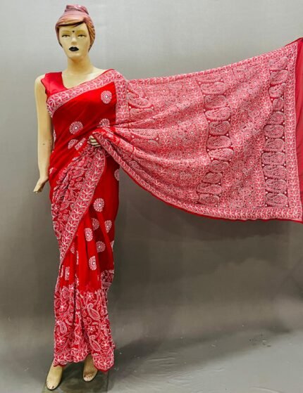 Georgette saree with lehnga pattern