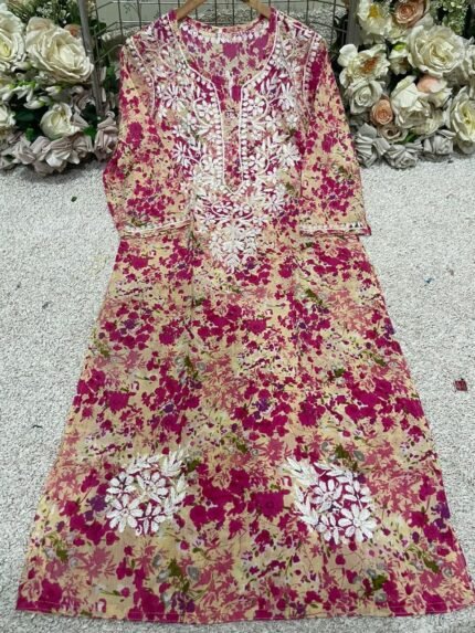 Mul cotton printed kurti with fancy buta work