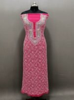 Unstiched Chikankari Three Piece Suit Set With Parsi Work